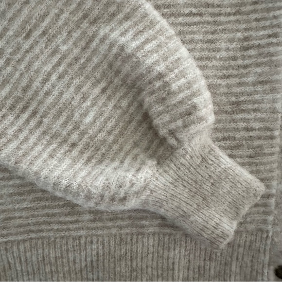 SOLD Madewell Pointelle Collar Sweater Alpaca Wool Cardigan Sweater Cream Large - Picture 7 of 8